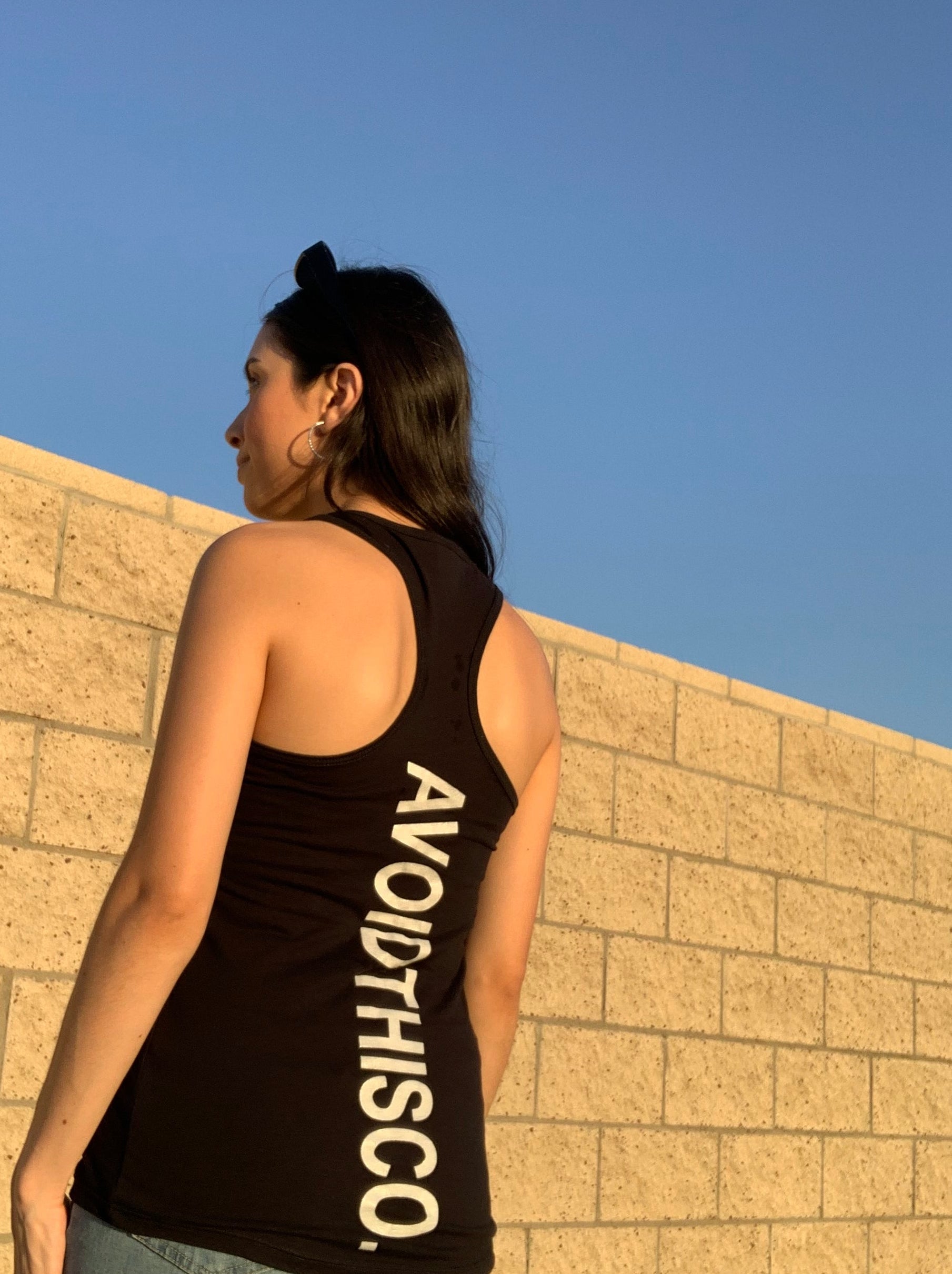 Women’s Black graphic tank tops ￼