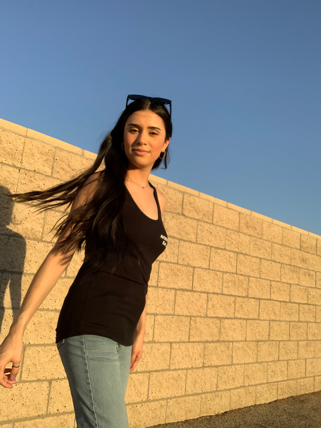 Women’s Black graphic tank tops ￼